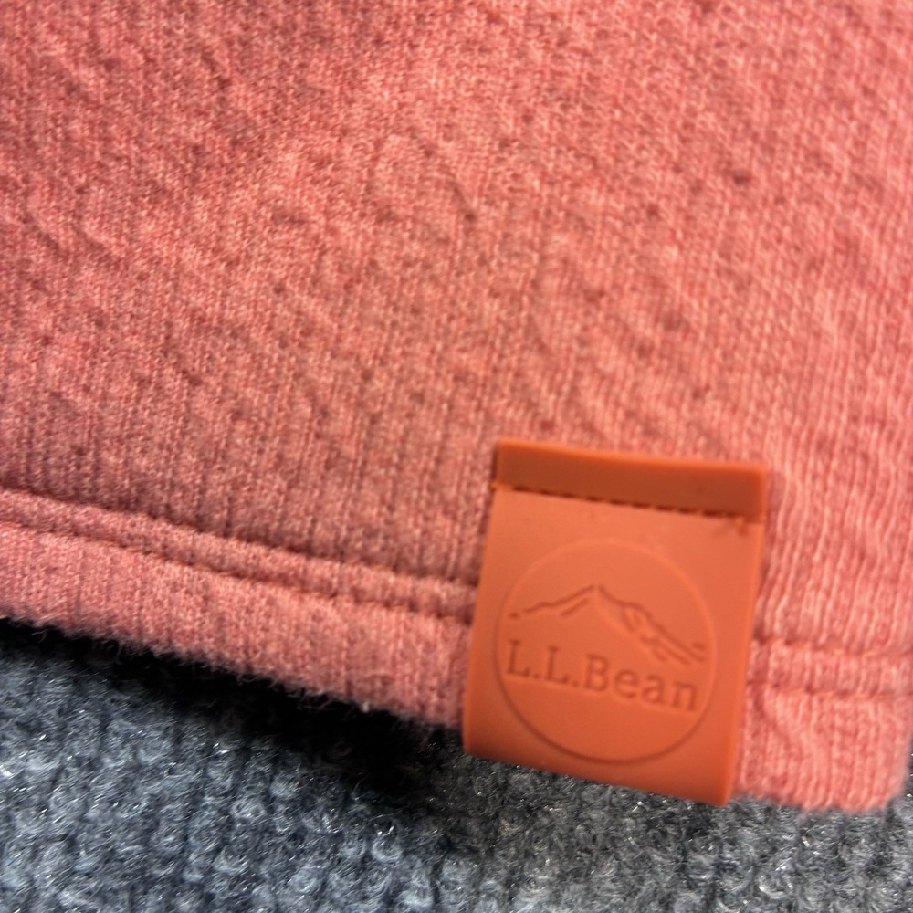 L.L.Bean Womens Large Pullover Hoodie Coral Textured Knit Stretch Pockets - Picture 3 of 13